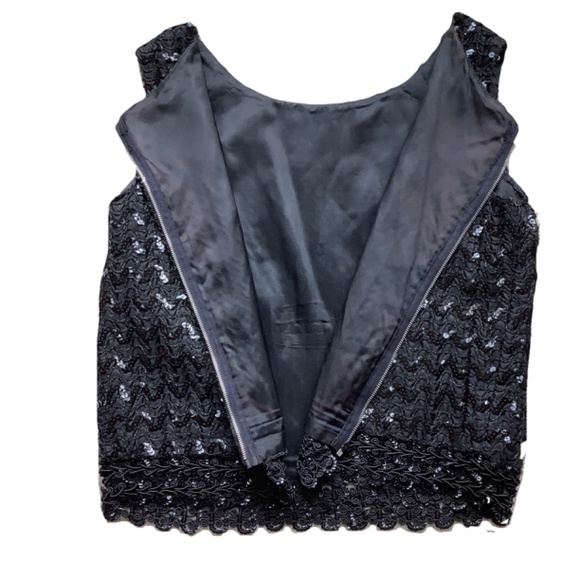 Vintage Black Sequin Sleeveless Cocktail Top - Picture 5 of 6